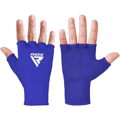 RDX Boxing Hand Wraps Inner Gloves Men Women, Half Finger Elasticated Bandages, Under Mitts Fist Protection, Muay Thai, Kickboxing, MMA, Martial Arts Speed Bag Punching Training - color: Blue White, size: X-Large
