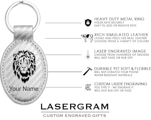 LaserGram Oval Keychain, Allah 2, Personalized Engraving Included (Carbon Fiber Silver) - color: Carbon Fiber Silver