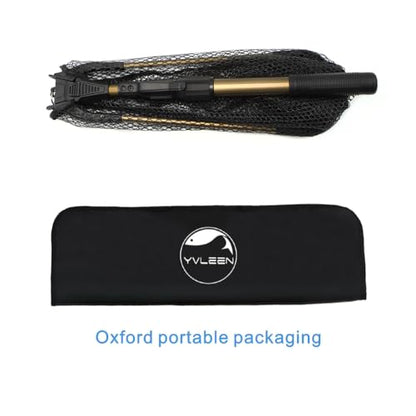 YVLEEN Folding Fishing Net - Foldable Fish Landing Net Robust Aluminum Telescopic Pole Handle and Nylon Mesh 16inch Hoop Size - color: F:16"/40cm(3 Sections Telescopic Handle) Gold
