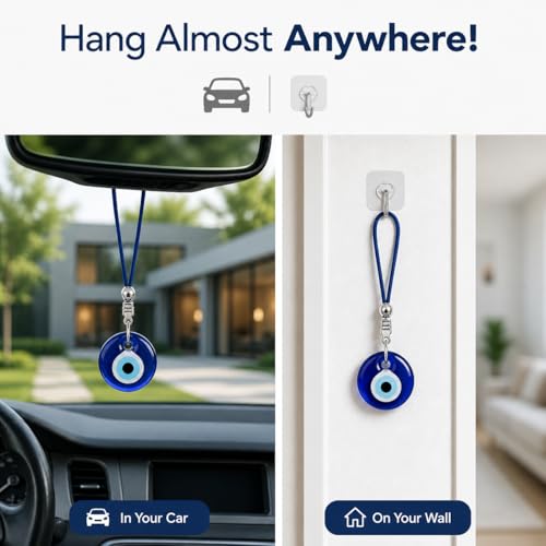 Turkish Blue Evil Eye Car Hanging Ornament - Rearview Mirror Accessories - Evil Eye Car Charm - style: Classic