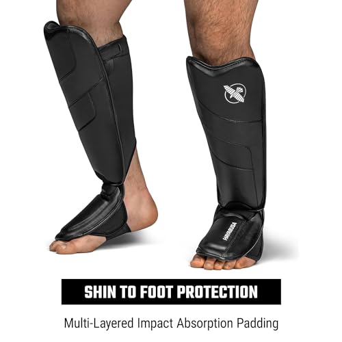 Hayabusa T3 Full-Back Shin Guards - color: Black, size: Large