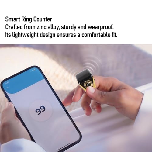 EVGATSAUTO Smart Tasbih Zikr Ring, Muslim Digital Azan Alarm Clock with OLED Screen and IP67 for Men Women Prayer Counter and Tasbih Counter (22mm) - size: 22mm