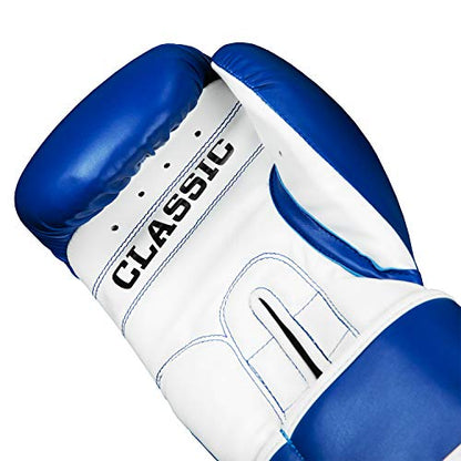Title Classic Pro Style Training Gloves 3.0 - Boxing Gloves, Boxing Training Gloves, MMA Gloves, Oz Training Gloves, Kickboxing Gloves, Punching Bag Gloves, Sparring Gloves - color: Blue/White, size: 14 oz