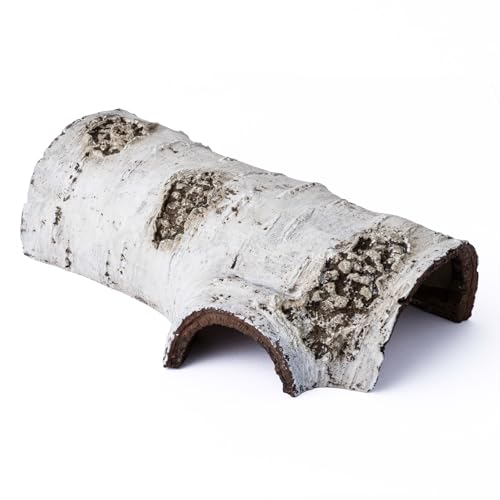 Natural Reptile Hide Basking Platform, Hideout Decor for Aquarium, Fish Tank, Bearded Dragon, Gecko, Shrimp, Betta (Birch Tree Hiding Cave, Medium) - color: Birch Tree Hiding Cave, size: Medium