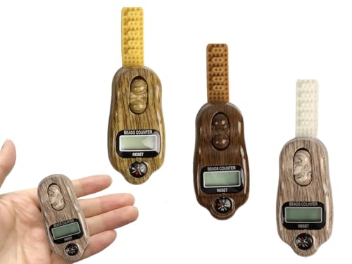 Anlising Digital Beads Counter, 3 Pieces Digital Tasbih Tally Counters, Digital-Counter with Compass, Resettable Finger Counter,Electronic Rotating Prayer Beads Counters,for Meditation,Muslim Prayer
