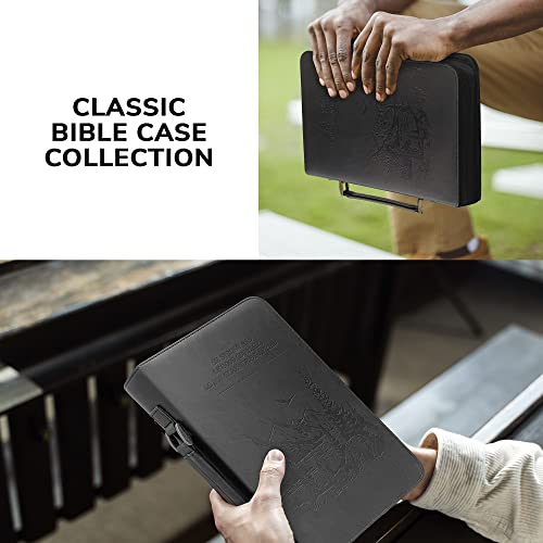 DEHITE Bible Cover Case for Men – Bible Carrying Case for Men – Black Extra Large Holder – Bag Fits Book 11.12 x 8 x 2.12 in – Pen Slots – Zippered Pocket – Premium Faux Leather – Christian Gift - size: Extra Large Black
