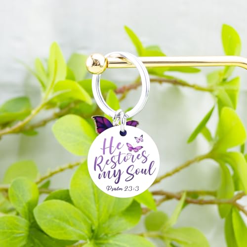 Christian Gifts for Women Her Religious Keychain Purple Gifts | Christian Baptism Gifts for Woman Religious Easter Gift for Her Bible Verse Keychain for Friends Sister