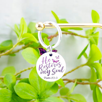 Christian Gifts for Women Her Religious Keychain Purple Gifts | Christian Baptism Gifts for Woman Religious Easter Gift for Her Bible Verse Keychain for Friends Sister