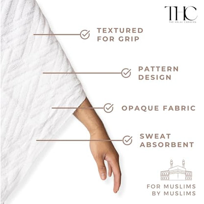 Men's Ihram for Hajj & Umrah - Sweat Absorbent, Comfortable, Fully Opaque, 2-Piece Ihram Set, Ehram Ahram 43 x 83 Inches, Ideal for Muslim Men, White