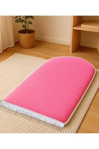 Prayer Rug Orthopedic Velvet Padded 27x47 Inch Non-Slip Faux Leather Base Comfortable Knee Support Plain Design Pink - Pink, 28x47 inch