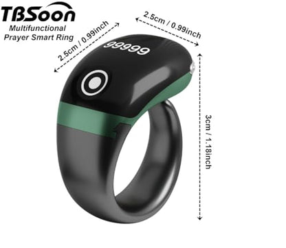 Lightweight Tasbih Smart Ring, Tasbeeh Counters,Prayer Direction Indicator Guide,5 Azan Alarm Clock,Forgiveness,Electronic Rosary,Eid al-Fitr Eid al-Adha Ramadan Gift for men women-Black Pro with APP - style: Black Pro