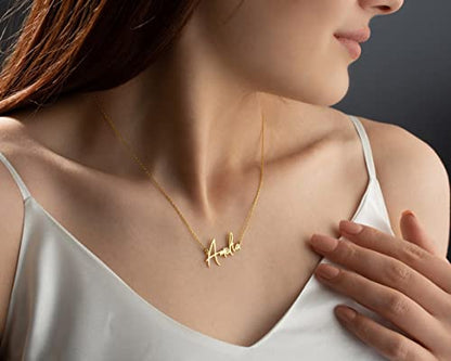 Custom Name Necklace, 18K Gold Plated Nameplate Personalized Jewelry Gift for Women - color: Style-05-Water Wave Chain