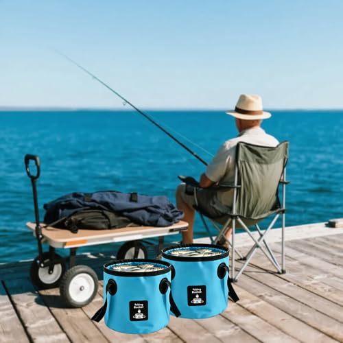 Collapsible Bucket with Handle, Lightweight Folding Water Container, Portable Collapsible Bucket for Fishing, Camping, Hiking, Backpacking, Outdoor Survival, Car Washing Black 20L (20L-Blue) - size: 20L-Blue