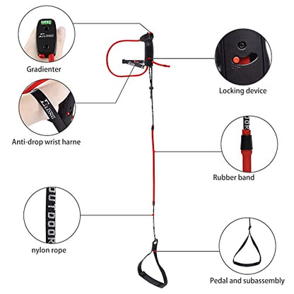 Archery Bow Trainer Draw Training Aid Device Strength Stretch Band Exerciser for Recurve Bow Compound Shooting Youth Adults Beginner Portable Bow Riser Handle - color: Black