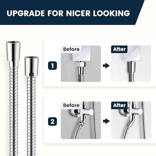 BRIGHT SHOWERS Extra Long Shower Hose 118 Inches – Stainless Steel Handheld Shower Hose with Brass Connectors, Anti-Kink, Leak-Proof, Easy to Install, Fits Most Shower Heads, Polished Chrome - color: Chrome, size: 118 Inch