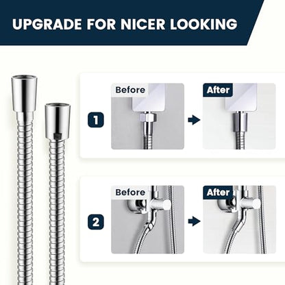 BRIGHT SHOWERS Extra Long Shower Hose 118 Inches – Stainless Steel Handheld Shower Hose with Brass Connectors, Anti-Kink, Leak-Proof, Easy to Install, Fits Most Shower Heads, Polished Chrome - color: Chrome, size: 118 Inch