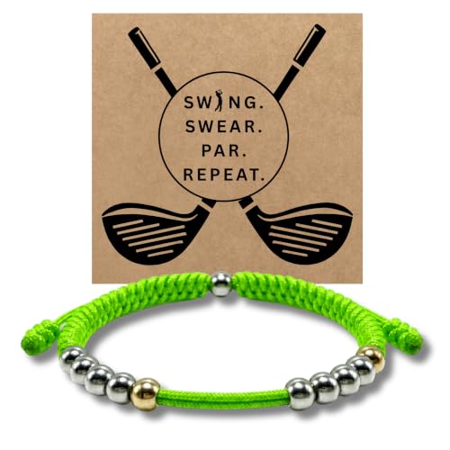 Golf Counter Bracelet, 10 Bead Handmade Score Counter, Adjustable Stainless Steel Beads, Easy Stroke Counting Accessory for Men and Women - color: Neon Green