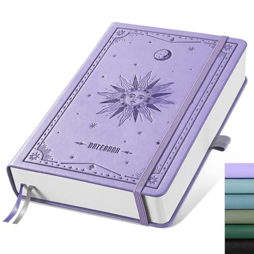 EMSHOI Lined Journal Notebook - 320 Numbered Pages, 100gsm Thick Journals, A5 Hardcover Leather College Ruled Notebooks for Women Men School Work Writing Note Taking, 5.75 x 8.38-Light Purple - color: LightPurple, size: A5 Lined