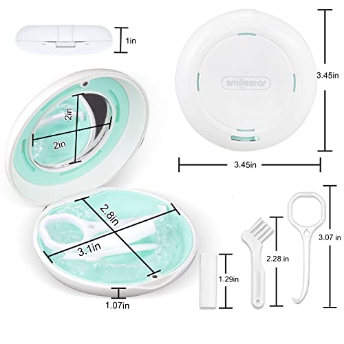 Retainer Case, Slim Aligner Case with Adjustable Vent Holes and Mirror, Compatible with Invisalign, Night Guard and Mouth Guard, Premium Retainer Case, With Aligner Remover Tool, Chew & Brush, White - color: Round: White