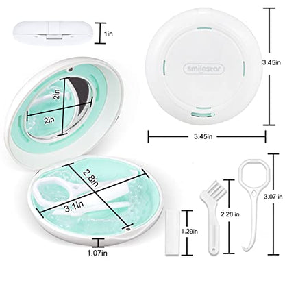 Retainer Case, Slim Aligner Case with Adjustable Vent Holes and Mirror, Compatible with Invisalign, Night Guard and Mouth Guard, Premium Retainer Case, With Aligner Remover Tool, Chew & Brush, White - color: Round: White