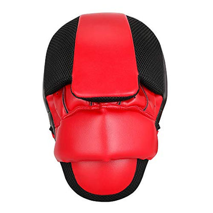 Curved Punching Mitts for Focused Hand Target Bag to Punch & Kickboxing, MMA Muay Thai Home Gym Training Pads for Men and Women - color: Red & Black