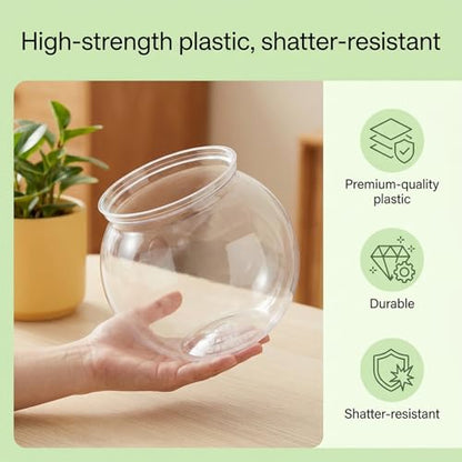 Mini Plastic Fish Bowl, 27 oz Decorative Fish Bowls Unbreakable Plastic Betta Fishes Tank Clear Round Desktop Vases Bowls for Home Decor, Centerpiece Vases, Candy, Party Favors