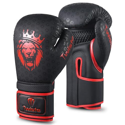 Twisto Boxing Gloves Black Rox - Pro Training & Sparring, Maya Hide Leather, Muay Thai, MMA, Kickboxing, Men, Women, Adults, Heavy Punching Bag, Focus Mitts, Pads,10oz 12oz 14oz 16oz - color: Red, size: 16 oz