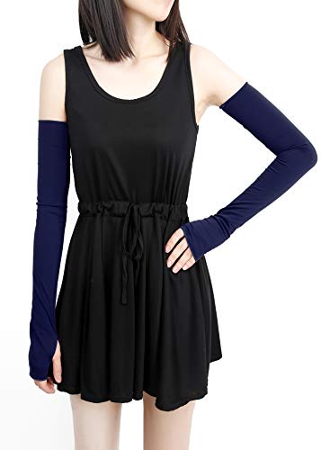 V28 Women Stretchy Long Sleeve Fingerless Gloves - color: Navy