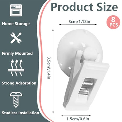 8Pcs Suction Cup Clips, Shower Curtain Clips Windproof Splash Guard, Strong Suction Cups Hooks for Glass Window Fish Tank Aquarium Plant Holder Advertising Home Office (White) - color: White