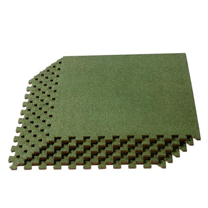 We Sell Mats 3/8 Inch Thick Interlocking Foam Carpet Tiles Durable Carpet Squares Anti Fatigue Support for Home Office or Classroom Use - color: Olive, style: 24 Square Feet (6 Tiles)