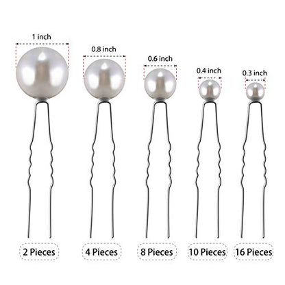 WILLBOND 40 Pack White Pearl Hair Pins, U-shaped Bobby Pins for Bridal Wedding Hairstyles, Elegant Hair Accessories for Brides, Bridesmaids, Prom and Special Occasions(Mix Size) - style: Mix style