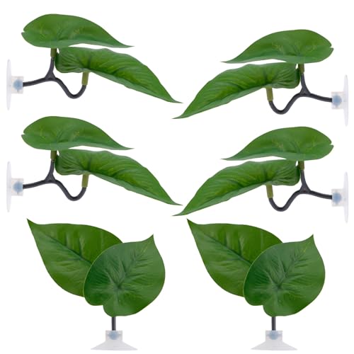6pcs Double Layer Betta Leaf Hammock, Realistic Plastic Big & Small Leaf Fish Tank Decor with Suction Cups Branches Aquarium Plants for Betta Fish Resting Bed Spawning Ground - style: Style B