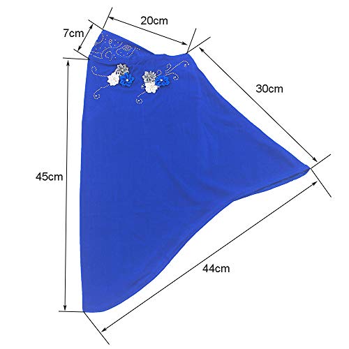 Instant Hijab for Kids Girls Hijabs Muslim Islamic Head Scarf with Rhinestone and Flowers - color: Blue