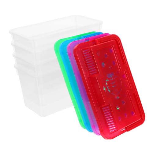 Kisangel 4pcs Handheld Plastic Fish Tank Carrier for Small Fish Turtles Reptiles and Hamsters Mini Aquarium Feeding Box and Vibrant Pet Transport