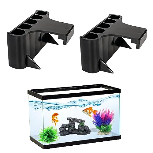 2 PCS Aquarium Plant Holder Top Hanging Fish Tank Plant Pot Aquarium Planter Cups for Water Feature Decoration - color: Rimmedr - Black