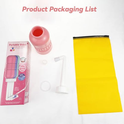 Portable Handheld Personal Hygiene Refresher Toilet Butt Cleaner Travel Bidet Spray Bottle for Home 450 ML(15oz)-Pink - color: Pink