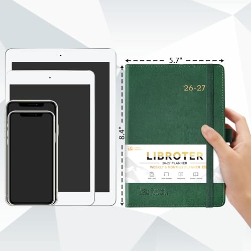 2026-2027 Planner - Academic Planner 2026-2027 Weekly Monthly Planner, July 2026 - June 2027, 5.7'' x 8.4'', Thick Paper, Leather Cover, Pen Holder, Back Pocket, Perfect Daily Organizer - Dark Green - color: Dark Green