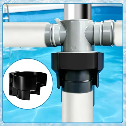 1Pcs Swimming Pool Plunger Valve Bracket Includes Zip Ties, Long-Lasting Anti-Slip Pool Hose Holder, Prevents Kinks & Damage, Compatible with Intex Bestway Coleman