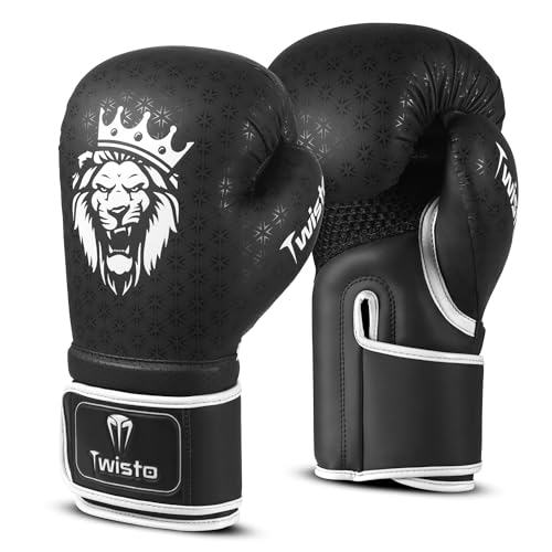 Twisto Boxing Gloves Black Rox - Pro Training & Sparring, Maya Hide Leather, Muay Thai, MMA, Kickboxing, Men, Women, Adults, Heavy Punching Bag, Focus Mitts, Pads,10oz 12oz 14oz 16oz - color: White, size: 12 oz