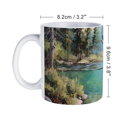 Trout Fish Lake Forests Ceramic Coffee Mug Tea Cup Unique Artistic Drinkware with Handle 12OZ