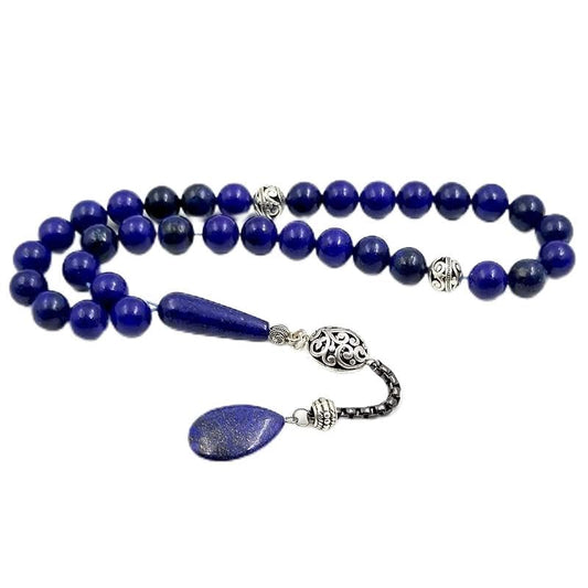 ALBASHAN Tasbih Lapis lazuli MUSLIM prayer beads 33beads bracelet misbaha - size: 10mm x 99 beads