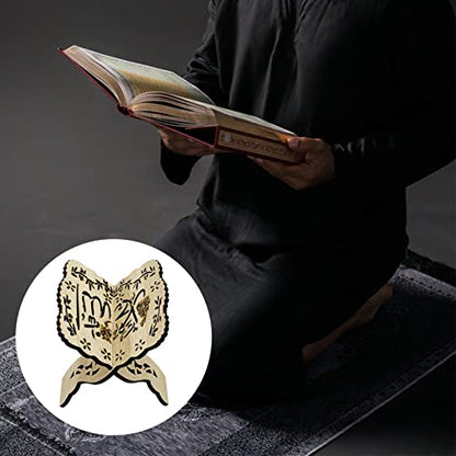 Folding Wooden Book Stand,Exquisite Engraving Muslim Book Holder,Islam Eid Quran Bible Carved Book Stand for Home Office,Religious Gift(2#) - color: 2#