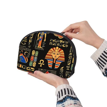 Ancient Egyptian Artifacts 2-Piece Shell Makeup Bag Set, Large Capacity Travel Cosmetic Bag For Women With Zipper, Waterproof Polyester Toiletry Organizer Pouch For Purse, Travel, Gym & Daily Use - color: Ancient Egyptian Artifacts