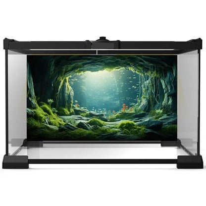 Underwater Cave Aquarium Background Under The Sea World Large Rock Fish Tank Background Aquatic Plant Lush Green Moss Reptile Tank Backgrounds Cave Landscape Reptile Enclosure Background 24x12in - color: Bright Green, size: 24(W)x12(H)inches/ 60(W)*30cm(H