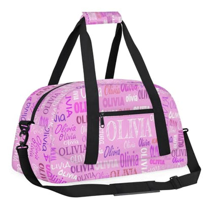 Custom Dance Ballet Duffle for Girls Pink, Personalized With Name - Overnight, Toddler, Gym Bag for Travel, Weekend, Sleepover - color: Color22