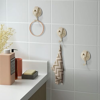 Heavy Duty Vacuum Suction Cup Hooks, Oyster White Plated Polished Super Suction for Kitchen Bathroom, 2 Pack - color: Oyster White