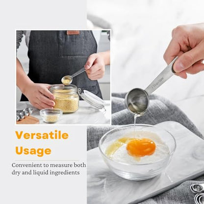 23 Pcs Stainless Steel Measuring Spoons Set with Leveler, Metal Round & Rectangular Spoons plus 5 Mini Teaspoons for Precise Cooking and Baking, Standard Sizes with Clear Engraved Markings - size: 23 Pcs