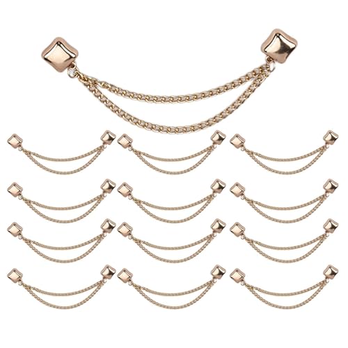 Hijab Magnets with Chain,10X Pinless Brooch Clothes Hijab Pins - Multi-Purpose Powerful Magnetic Buttons for Women - color: Gold