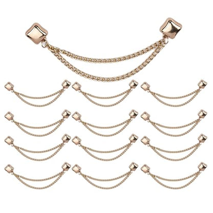 Hijab Magnets with Chain,10X Pinless Brooch Clothes Hijab Pins - Multi-Purpose Powerful Magnetic Buttons for Women - color: Gold