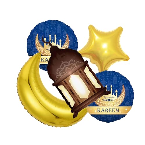 Eid Mubarak Balloons for Eid Mubarak Decorations 5Pcs Ramadan Mubarak Foil Mylar Balloons Eid Islamic Decorations Eid Mubarak Theme Birthday Party Decorations